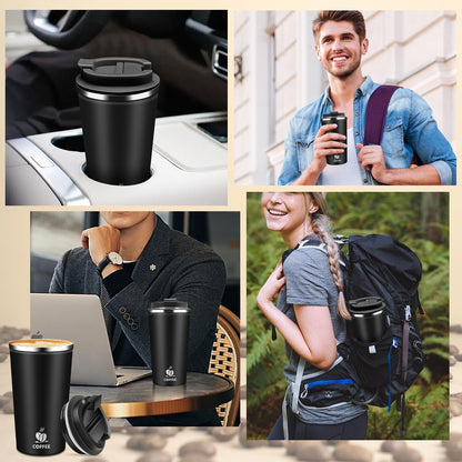 Insulated Travel Coffee Mug Reusable Coffee Tumbler Cup with Flip Lid Leak Proof Spill Proof for Office School Party Camping Hot and Cold Drink,Stainless Steel 17oz (Agave Green)