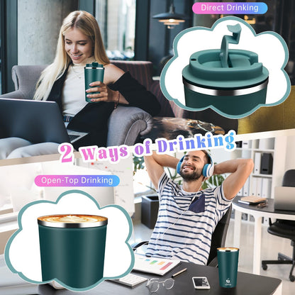 17oz Insulated Travel Coffee Mug with Flip Lid ¨C Leakproof Stainless Steel Insulated Coffee Tumblers, Reusable Coffee Cup for Hot & Cold Drinks, Perfect for Camping & On-the-Go