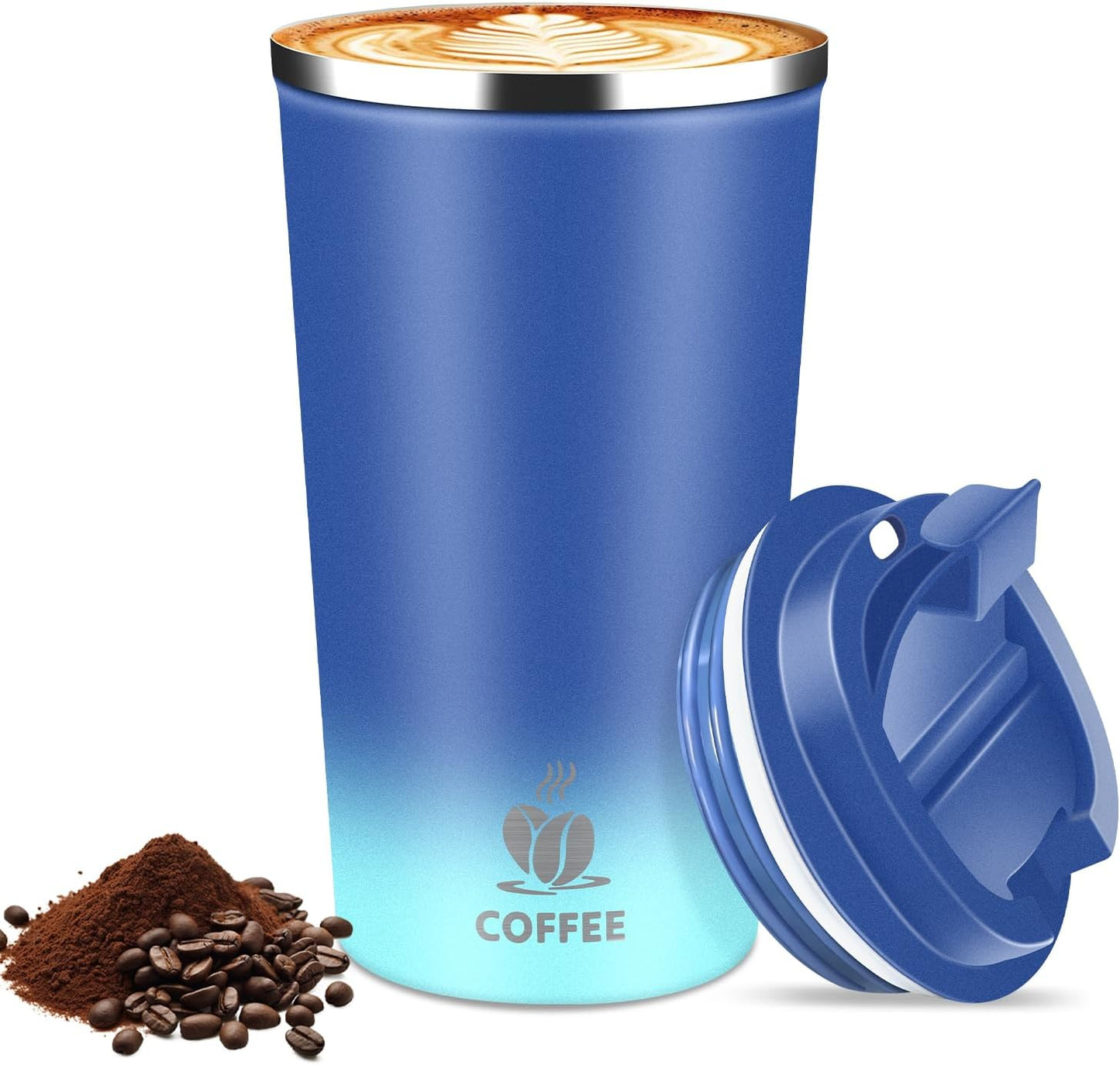 17oz Insulated Travel Coffee Mug with Flip Lid ¨C Leakproof Stainless Steel Insulated Coffee Tumblers, Reusable Coffee Cup for Hot & Cold Drinks, Perfect for Camping & On-the-Go