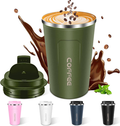 Insulated Coffee Mug 12 oz Travel Coffee Mug with Lid Pill Proof, Stainless Steel Vacuum Thermal to GO Leakproof, Tumbler Reusable Coffee Cup for Men and Women Hot & Iced Drinks