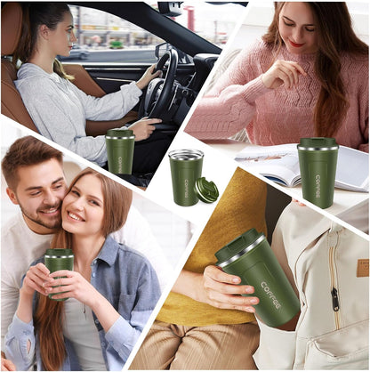Insulated Coffee Mug 12 oz Travel Coffee Mug with Lid Pill Proof, Stainless Steel Vacuum Thermal to GO Leakproof, Tumbler Reusable Coffee Cup for Men and Women Hot & Iced Drinks