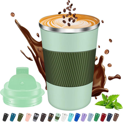 Insulated Coffee Mug 12 oz Travel Coffee Mug with Lid Pill Proof, Stainless Steel Vacuum Thermal to GO Leakproof, Tumbler Reusable Coffee Cup for Men and Women Hot & Iced Drinks