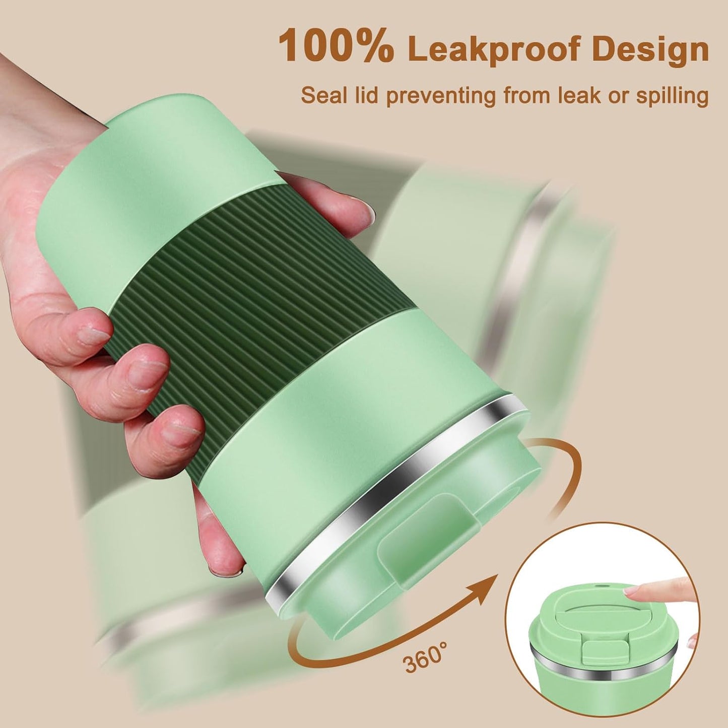 Insulated Coffee Mug 12 oz Travel Coffee Mug with Lid Pill Proof, Stainless Steel Vacuum Thermal to GO Leakproof, Tumbler Reusable Coffee Cup for Men and Women Hot & Iced Drinks