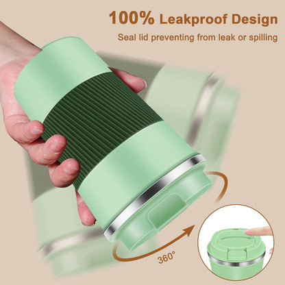 Insulated Coffee Mug 12 oz Travel Coffee Mug with Lid Pill Proof, Stainless Steel Vacuum Thermal to GO Leakproof, Tumbler Reusable Coffee Cup for Men and Women Hot & Iced Drinks