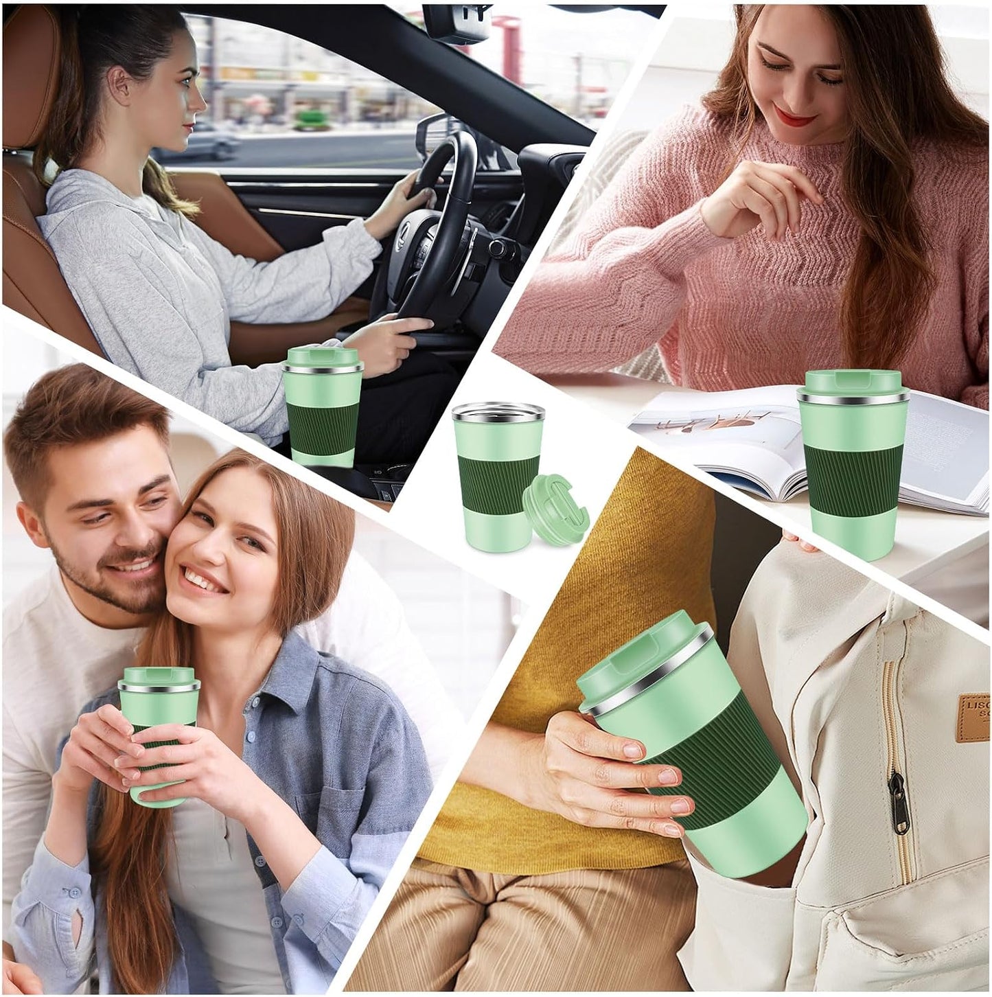 Insulated Coffee Mug 12 oz Travel Coffee Mug with Lid Pill Proof, Stainless Steel Vacuum Thermal to GO Leakproof, Tumbler Reusable Coffee Cup for Men and Women Hot & Iced Drinks