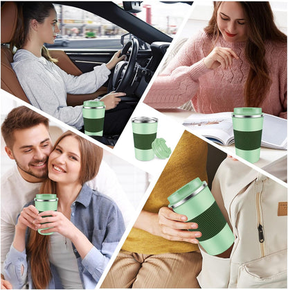 Insulated Coffee Mug 12 oz Travel Coffee Mug with Lid Pill Proof, Stainless Steel Vacuum Thermal to GO Leakproof, Tumbler Reusable Coffee Cup for Men and Women Hot & Iced Drinks