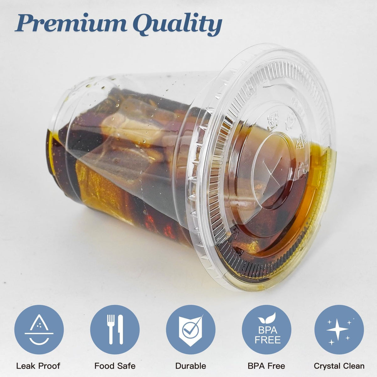 100 Sets 16 oz Plastic Cups with Lids and Straws