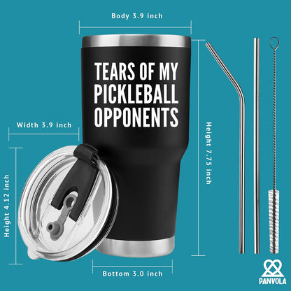 Tears of My Pickleball Opponents Tumbler Sports Player Coach Gifts Vacuum Insulated Stainless Steel Tumbler With Removable Lid And Straw (30 oz)