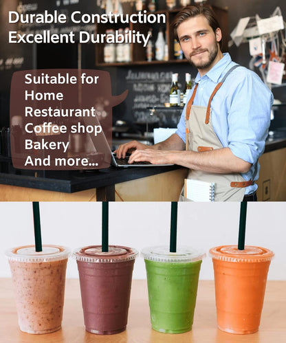 20 oz Clear Plastic Cups with Lids and STRAWS, Disposable Drinking Cups for Cold Drinks, Iced Coffee, Milkshakes, Smoothies