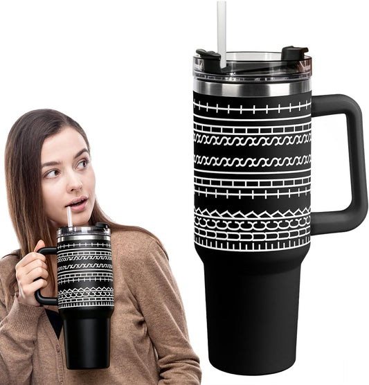 40oz Stainless Steel Insulated Tumbler With Lids And Straws, Travel Tumbler