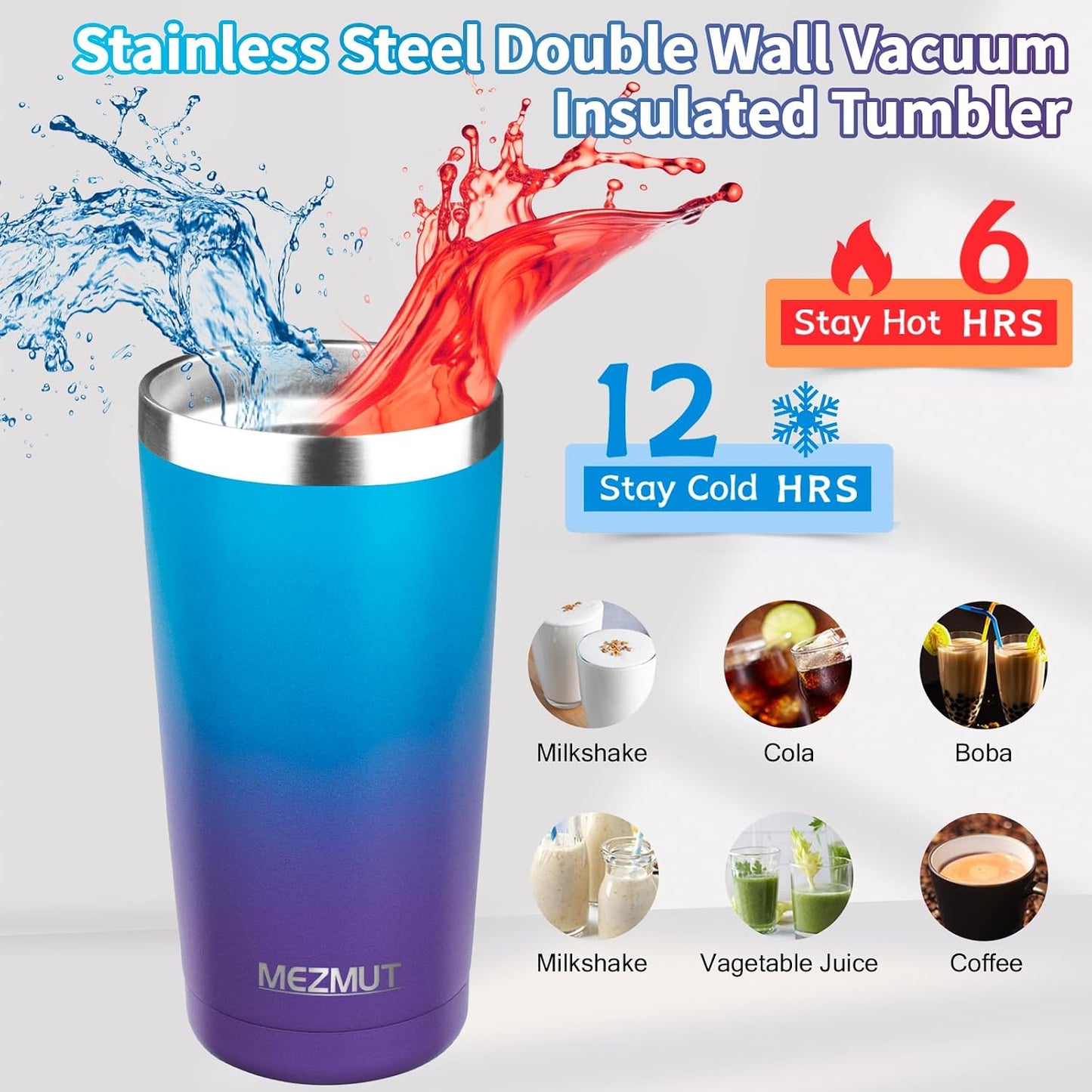 20oz Insulated Tumbler Cup Travel Coffee Mug with Lid Straw(Black,1) | 18/8 Stainless Steel Double Wall Vacuum Spill Proof Metal Insulated Tumbler with Daul Lid and Straw, Hot or Iced Coffee Cup