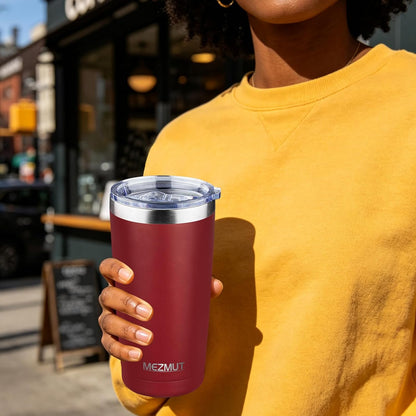 20oz Insulated Tumbler Cup Travel Coffee Mug with Lid Straw(Black,1) | 18/8 Stainless Steel Double Wall Vacuum Spill Proof Metal Insulated Tumbler with Daul Lid and Straw, Hot or Iced Coffee Cup