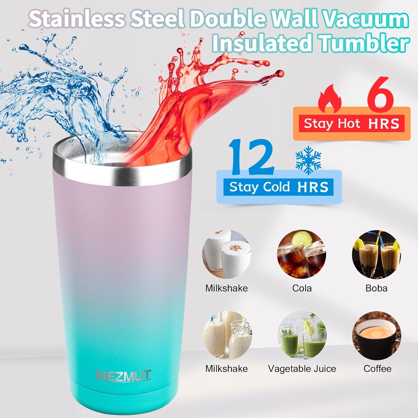 20oz Insulated Tumbler Cup Travel Coffee Mug with Lid Straw(Black,1) | 18/8 Stainless Steel Double Wall Vacuum Spill Proof Metal Insulated Tumbler with Daul Lid and Straw, Hot or Iced Coffee Cup
