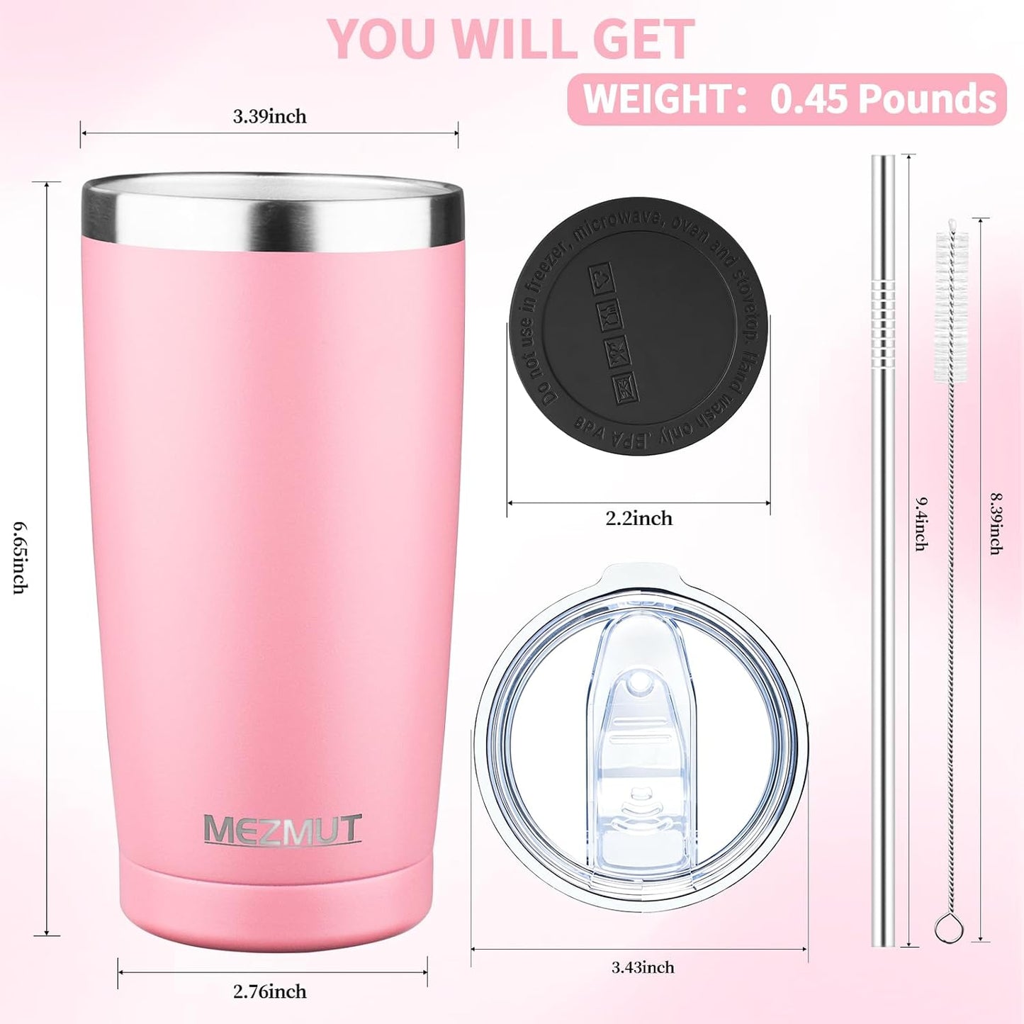 20oz Insulated Tumbler Cup Travel Coffee Mug with Lid Straw(Black,1) | 18/8 Stainless Steel Double Wall Vacuum Spill Proof Metal Insulated Tumbler with Daul Lid and Straw, Hot or Iced Coffee Cup