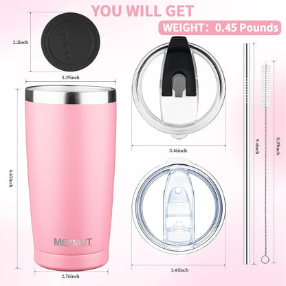 20oz Insulated Tumbler Cup Travel Coffee Mug with Lid Straw(Black,1) | 18/8 Stainless Steel Double Wall Vacuum Spill Proof Metal Insulated Tumbler with Daul Lid and Straw, Hot or Iced Coffee Cup