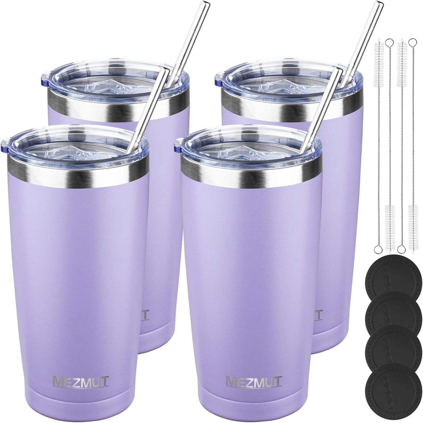 20oz Insulated Tumbler Cup Travel Coffee Mug with Lid Straw(Black,1) | 18/8 Stainless Steel Double Wall Vacuum Spill Proof Metal Insulated Tumbler with Daul Lid and Straw, Hot or Iced Coffee Cup