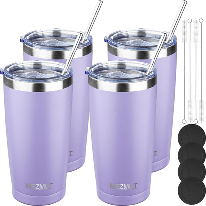 20oz Insulated Tumbler Cup Travel Coffee Mug with Lid Straw(Black,1) | 18/8 Stainless Steel Double Wall Vacuum Spill Proof Metal Insulated Tumbler with Daul Lid and Straw, Hot or Iced Coffee Cup