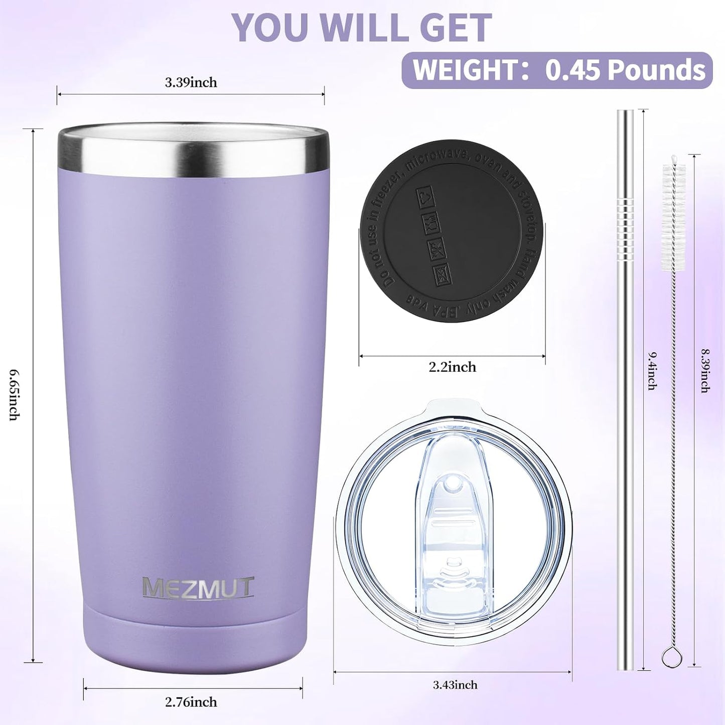 20oz Insulated Tumbler Cup Travel Coffee Mug with Lid Straw(Black,1) | 18/8 Stainless Steel Double Wall Vacuum Spill Proof Metal Insulated Tumbler with Daul Lid and Straw, Hot or Iced Coffee Cup