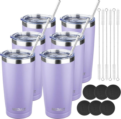 20oz Insulated Tumbler Cup Travel Coffee Mug with Lid Straw(Black,1) | 18/8 Stainless Steel Double Wall Vacuum Spill Proof Metal Insulated Tumbler with Daul Lid and Straw, Hot or Iced Coffee Cup