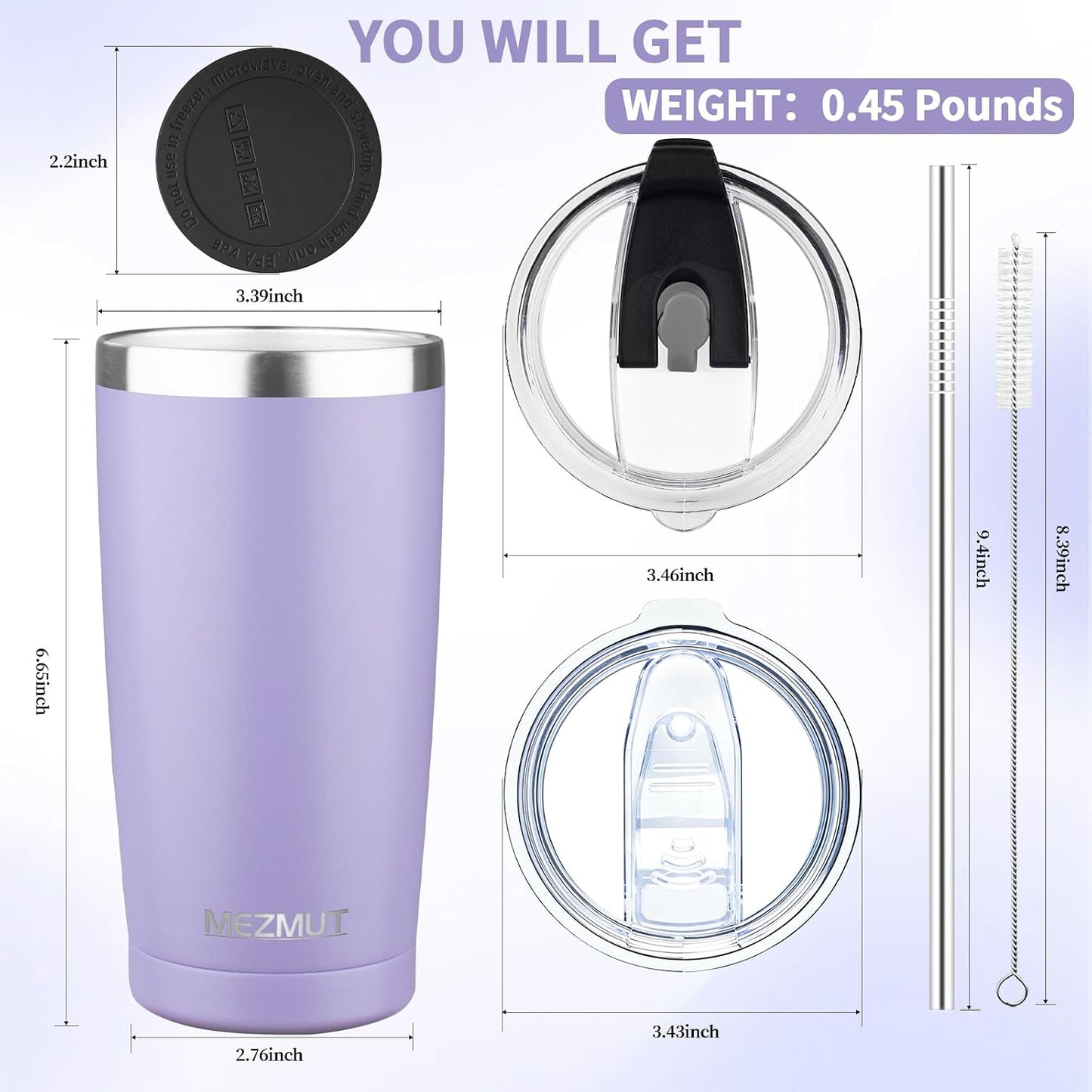 20oz Insulated Tumbler Cup Travel Coffee Mug with Lid Straw(Black,1) | 18/8 Stainless Steel Double Wall Vacuum Spill Proof Metal Insulated Tumbler with Daul Lid and Straw, Hot or Iced Coffee Cup