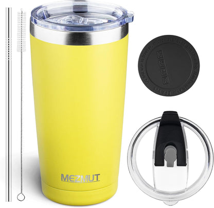 20oz Insulated Tumbler Cup Travel Coffee Mug with Lid Straw(Black,1) | 18/8 Stainless Steel Double Wall Vacuum Spill Proof Metal Insulated Tumbler with Daul Lid and Straw, Hot or Iced Coffee Cup