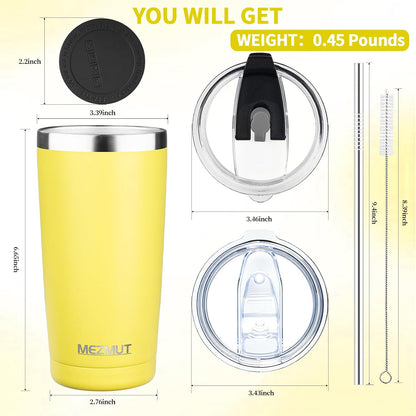 20oz Insulated Tumbler Cup Travel Coffee Mug with Lid Straw(Black,1) | 18/8 Stainless Steel Double Wall Vacuum Spill Proof Metal Insulated Tumbler with Daul Lid and Straw, Hot or Iced Coffee Cup