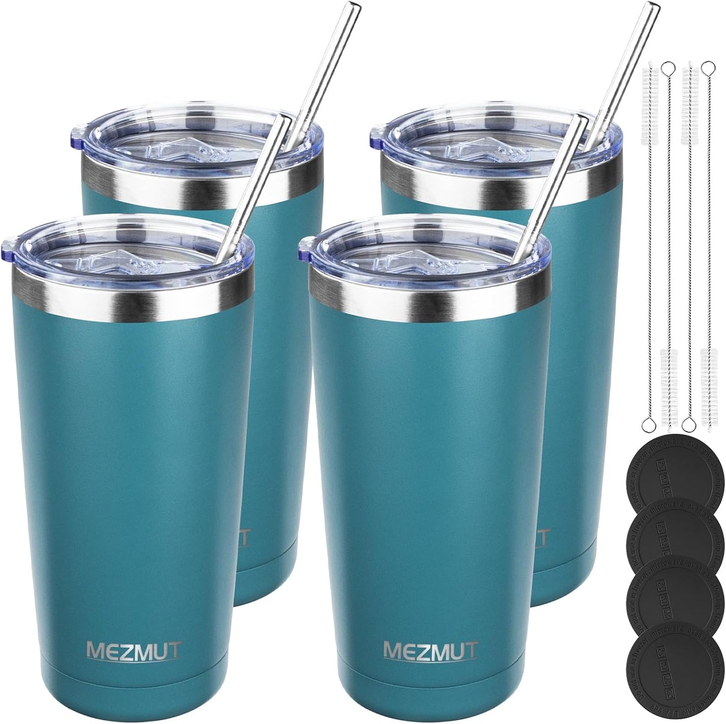 20oz Insulated Tumbler Cup Travel Coffee Mug with Lid Straw(Black,1) | 18/8 Stainless Steel Double Wall Vacuum Spill Proof Metal Insulated Tumbler with Daul Lid and Straw, Hot or Iced Coffee Cup