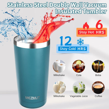 20oz Insulated Tumbler Cup Travel Coffee Mug with Lid Straw(Black,1) | 18/8 Stainless Steel Double Wall Vacuum Spill Proof Metal Insulated Tumbler with Daul Lid and Straw, Hot or Iced Coffee Cup
