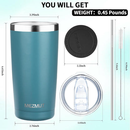 20oz Insulated Tumbler Cup Travel Coffee Mug with Lid Straw(Black,1) | 18/8 Stainless Steel Double Wall Vacuum Spill Proof Metal Insulated Tumbler with Daul Lid and Straw, Hot or Iced Coffee Cup
