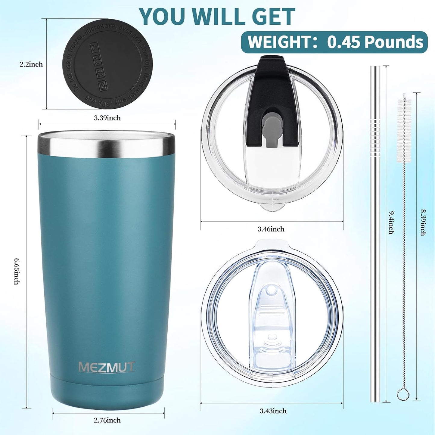 20oz Insulated Tumbler Cup Travel Coffee Mug with Lid Straw(Black,1) | 18/8 Stainless Steel Double Wall Vacuum Spill Proof Metal Insulated Tumbler with Daul Lid and Straw, Hot or Iced Coffee Cup