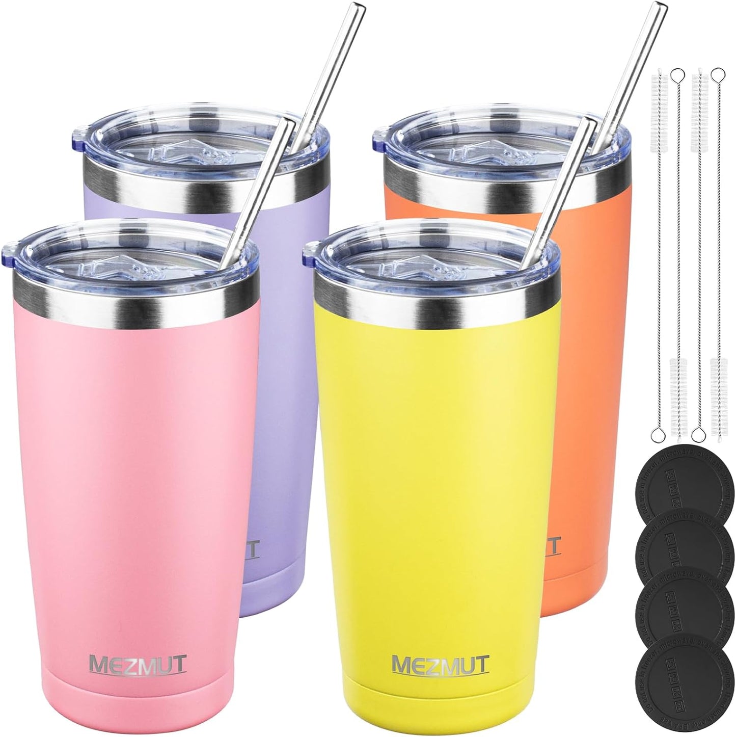 20oz Insulated Tumbler Cup Travel Coffee Mug with Lid Straw(Black,1) | 18/8 Stainless Steel Double Wall Vacuum Spill Proof Metal Insulated Tumbler with Daul Lid and Straw, Hot or Iced Coffee Cup