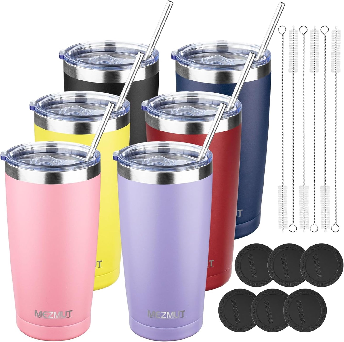 20oz Insulated Tumbler Cup Travel Coffee Mug with Lid Straw(Black,1) | 18/8 Stainless Steel Double Wall Vacuum Spill Proof Metal Insulated Tumbler with Daul Lid and Straw, Hot or Iced Coffee Cup