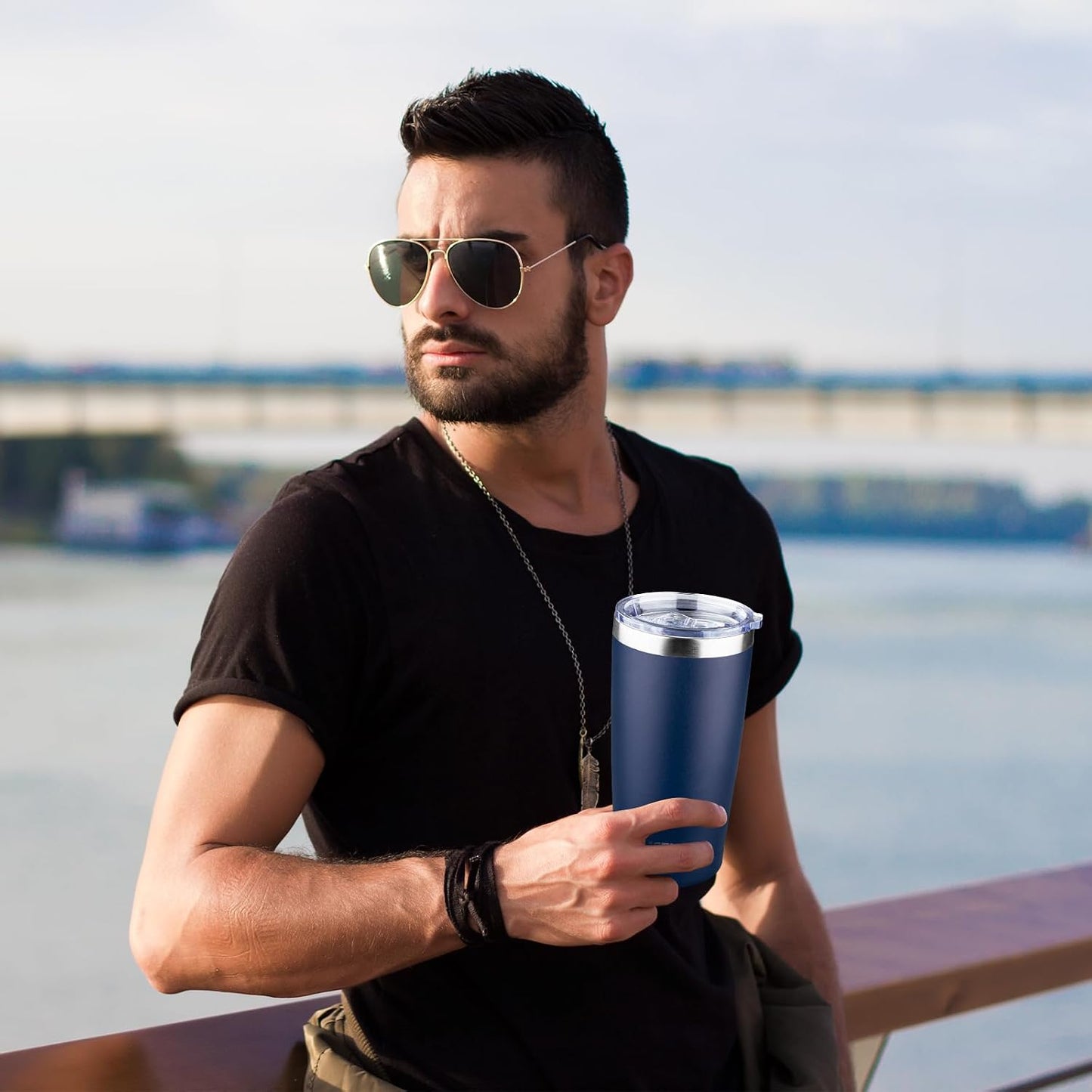 20oz Insulated Tumbler Cup Travel Coffee Mug with Lid Straw(Black,1) | 18/8 Stainless Steel Double Wall Vacuum Spill Proof Metal Insulated Tumbler with Daul Lid and Straw, Hot or Iced Coffee Cup