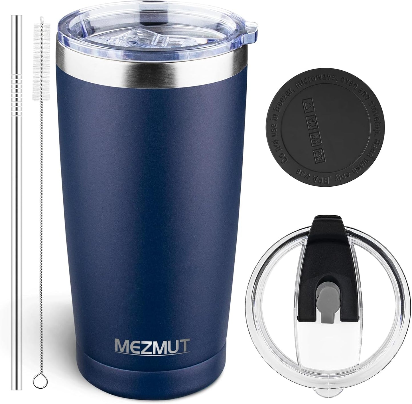 20oz Insulated Tumbler Cup Travel Coffee Mug with Lid Straw(Black,1) | 18/8 Stainless Steel Double Wall Vacuum Spill Proof Metal Insulated Tumbler with Daul Lid and Straw, Hot or Iced Coffee Cup