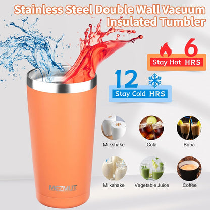 20oz Insulated Tumbler Cup Travel Coffee Mug with Lid Straw(Black,1) | 18/8 Stainless Steel Double Wall Vacuum Spill Proof Metal Insulated Tumbler with Daul Lid and Straw, Hot or Iced Coffee Cup
