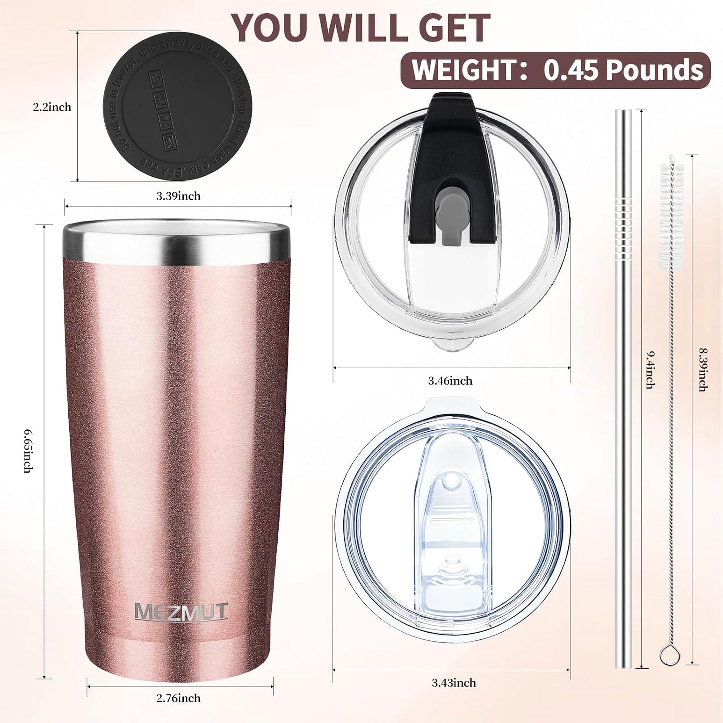 20oz Insulated Tumbler Cup Travel Coffee Mug with Lid Straw(Black,1) | 18/8 Stainless Steel Double Wall Vacuum Spill Proof Metal Insulated Tumbler with Daul Lid and Straw, Hot or Iced Coffee Cup