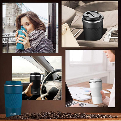 16oz Travel Coffee Mug Spill Proof, Insulated Coffee Mug with Lid, Leakproof Coffee Tumbler,Stainless Steel Vacuum Coffee Cup for Hot/Cold Drinks, Reusable Coffee Cup for Men Women -510ml,Black