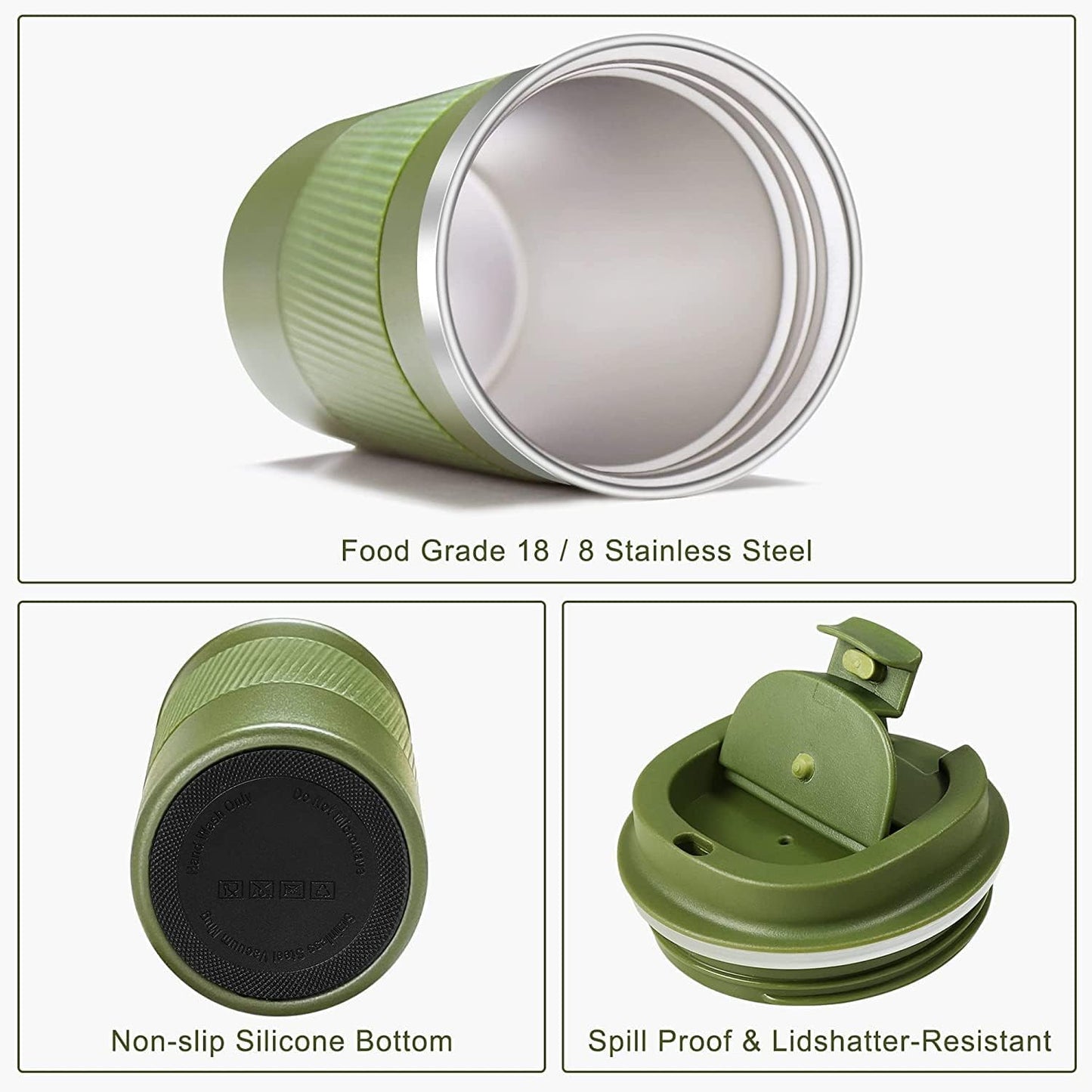 16oz Travel Coffee Mug Spill Proof, Insulated Coffee Mug with Lid, Leakproof Coffee Tumbler,Stainless Steel Vacuum Coffee Cup for Hot/Cold Drinks, Reusable Coffee Cup for Men Women -510ml,Black