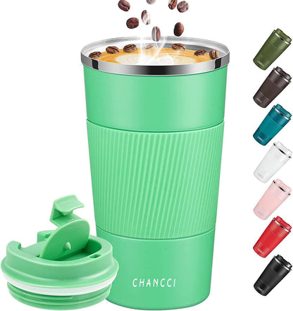 16oz Travel Coffee Mug Spill Proof, Insulated Coffee Mug with Lid, Leakproof Coffee Tumbler,Stainless Steel Vacuum Coffee Cup for Hot/Cold Drinks, Reusable Coffee Cup for Men Women -510ml,Black