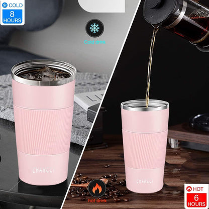 16oz Travel Coffee Mug Spill Proof, Insulated Coffee Mug with Lid, Leakproof Coffee Tumbler,Stainless Steel Vacuum Coffee Cup for Hot/Cold Drinks, Reusable Coffee Cup for Men Women -510ml,Black