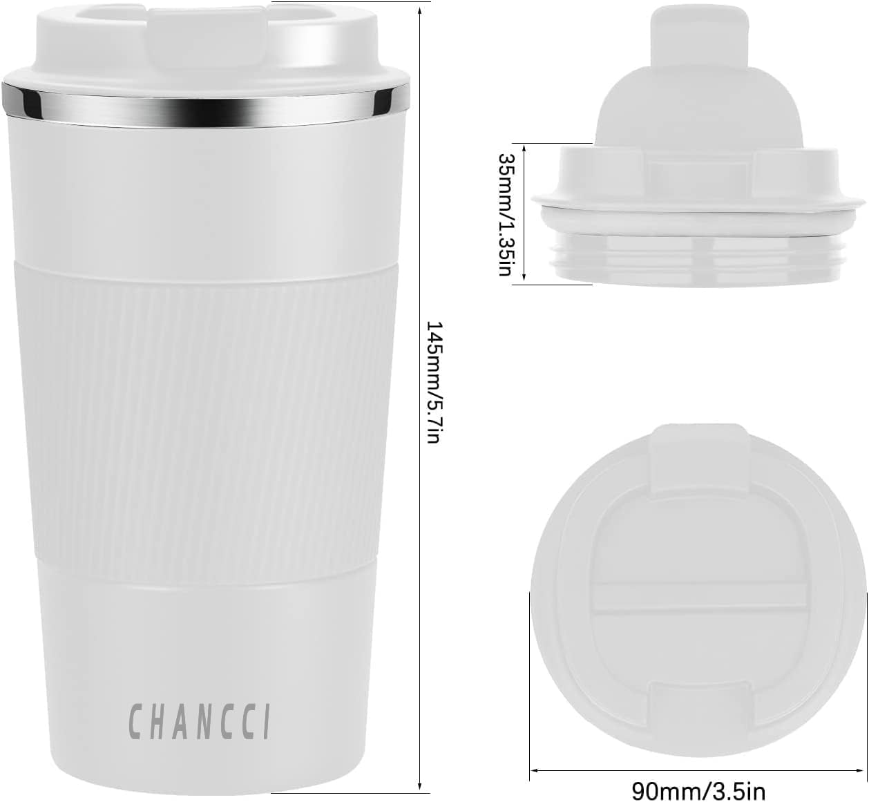 16oz Travel Coffee Mug Spill Proof, Insulated Coffee Mug with Lid, Leakproof Coffee Tumbler,Stainless Steel Vacuum Coffee Cup for Hot/Cold Drinks, Reusable Coffee Cup for Men Women -510ml,Black