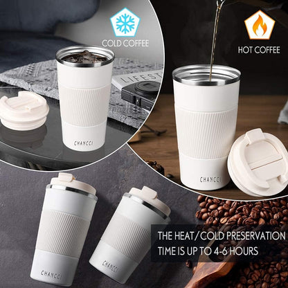 16oz Travel Coffee Mug Spill Proof, Insulated Coffee Mug with Lid, Leakproof Coffee Tumbler,Stainless Steel Vacuum Coffee Cup for Hot/Cold Drinks, Reusable Coffee Cup for Men Women -510ml,Black
