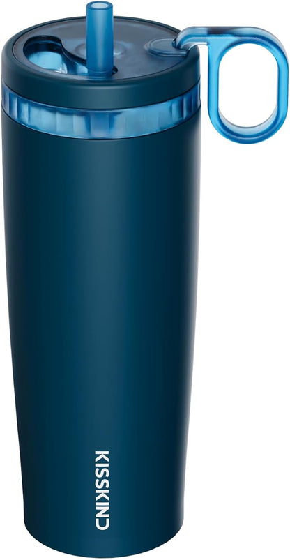 Leakproof Iced Coffee Tumbler 20 oz, Insulated Ceramic Lined Cup | Iced Coffee All Day, Leakproof, Ceramic-Lined Interior, Bag-Safe Commute, Work, Travel, Fits Cup Holders, Hidden Straw Lid