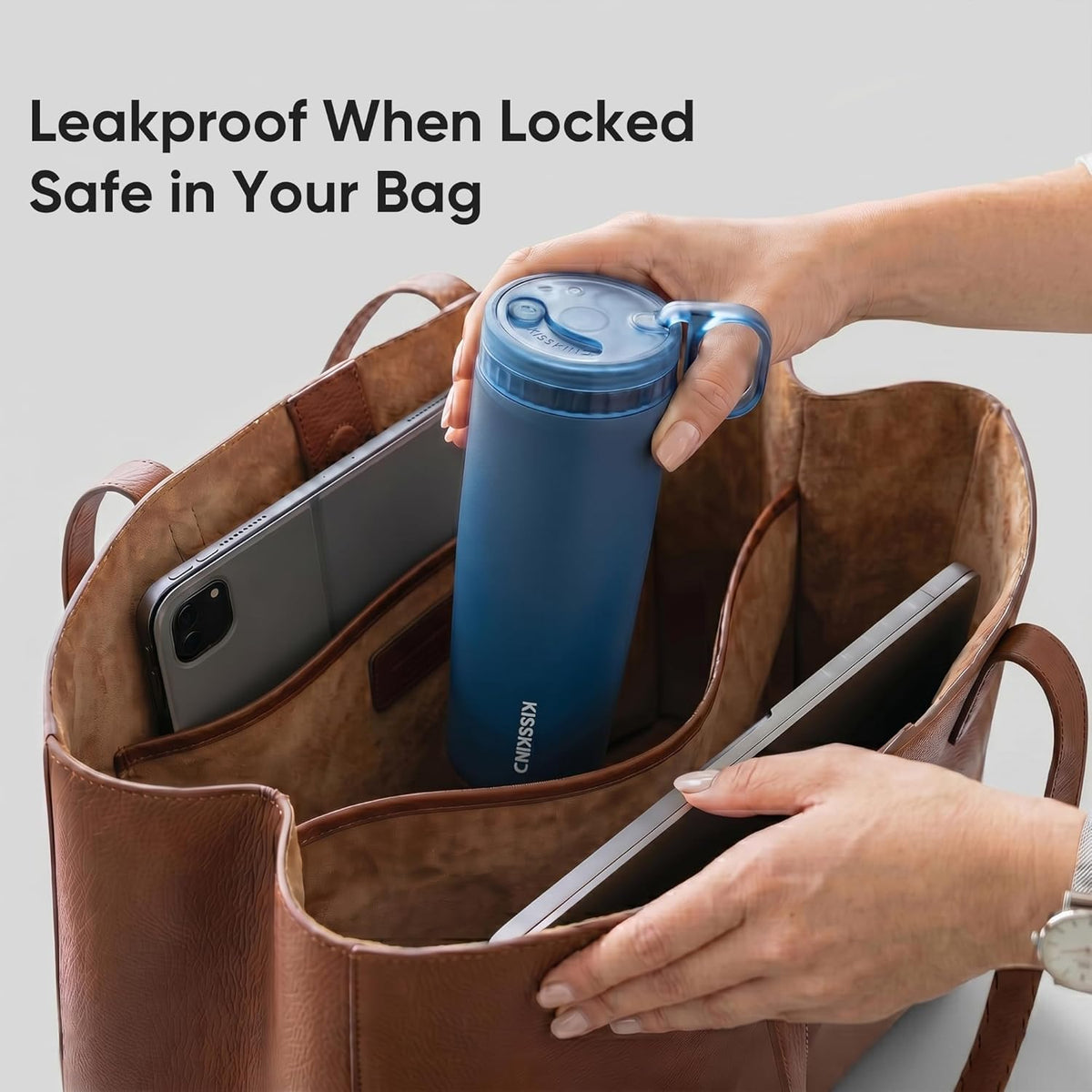 Leakproof Iced Coffee Tumbler 20 oz, Insulated Ceramic Lined Cup | Iced Coffee All Day, Leakproof, Ceramic-Lined Interior, Bag-Safe Commute, Work, Travel, Fits Cup Holders, Hidden Straw Lid
