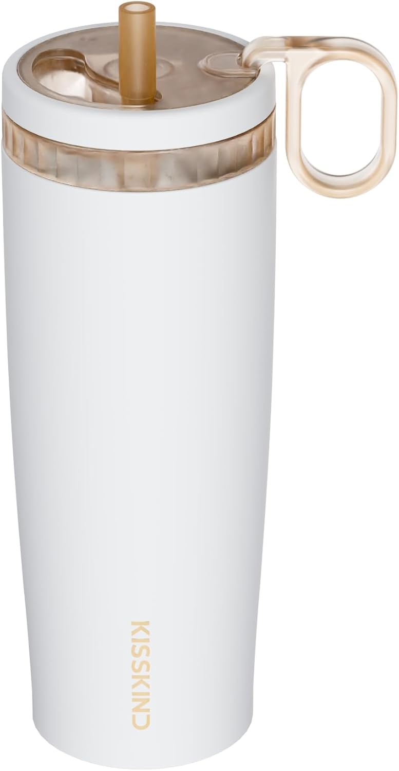 Leakproof Iced Coffee Tumbler 20 oz, Insulated Ceramic Lined Cup | Iced Coffee All Day, Leakproof, Ceramic-Lined Interior, Bag-Safe Commute, Work, Travel, Fits Cup Holders, Hidden Straw Lid