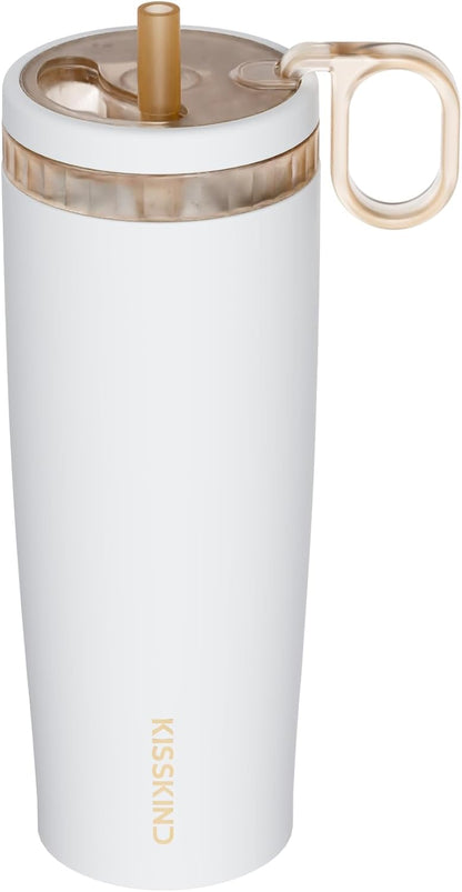 Leakproof Iced Coffee Tumbler 20 oz, Insulated Ceramic Lined Cup | Iced Coffee All Day, Leakproof, Ceramic-Lined Interior, Bag-Safe Commute, Work, Travel, Fits Cup Holders, Hidden Straw Lid