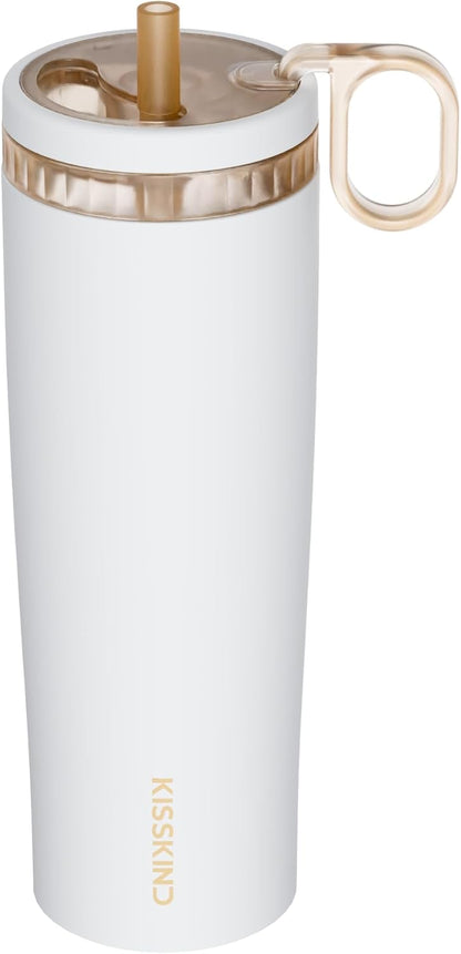Leakproof Iced Coffee Tumbler 20 oz, Insulated Ceramic Lined Cup | Iced Coffee All Day, Leakproof, Ceramic-Lined Interior, Bag-Safe Commute, Work, Travel, Fits Cup Holders, Hidden Straw Lid