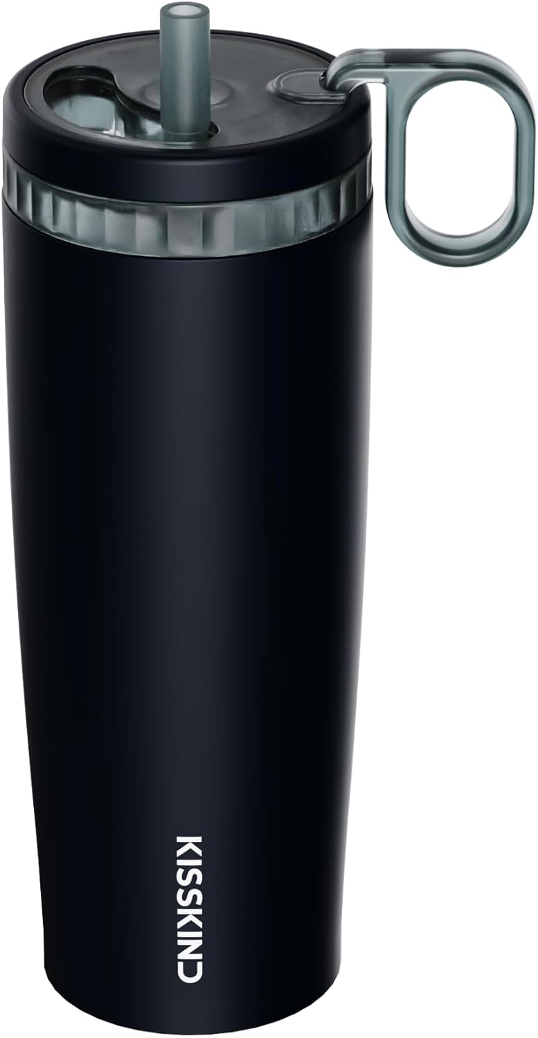 Leakproof Iced Coffee Tumbler 20 oz, Insulated Ceramic Lined Cup | Iced Coffee All Day, Leakproof, Ceramic-Lined Interior, Bag-Safe Commute, Work, Travel, Fits Cup Holders, Hidden Straw Lid