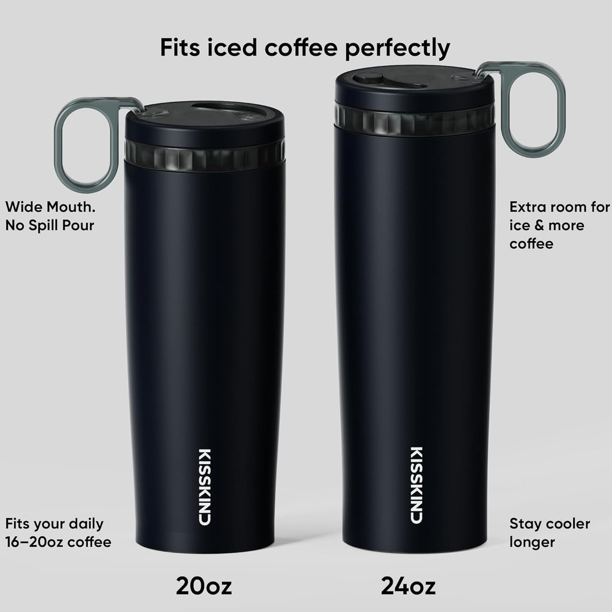 Leakproof Iced Coffee Tumbler 20 oz, Insulated Ceramic Lined Cup | Iced Coffee All Day, Leakproof, Ceramic-Lined Interior, Bag-Safe Commute, Work, Travel, Fits Cup Holders, Hidden Straw Lid