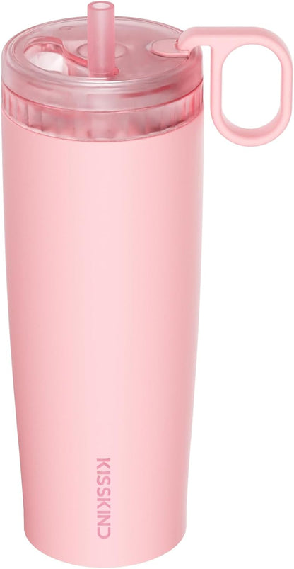 Leakproof Iced Coffee Tumbler 20 oz, Insulated Ceramic Lined Cup | Iced Coffee All Day, Leakproof, Ceramic-Lined Interior, Bag-Safe Commute, Work, Travel, Fits Cup Holders, Hidden Straw Lid